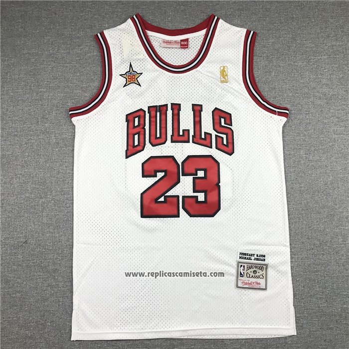 Camiseta Chicago Bulls Michael Jordan #23 Mitchell & Ness 1998 Blanco